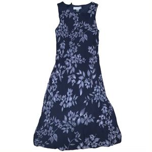 Navy blue long dress with light blue flowers
